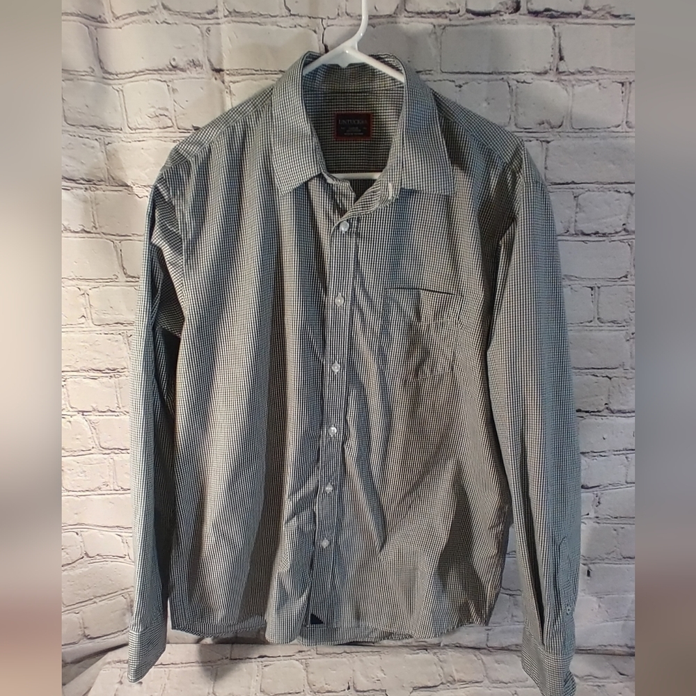 Untuckit Large Button Down Checkered Gingham Gree… - image 4
